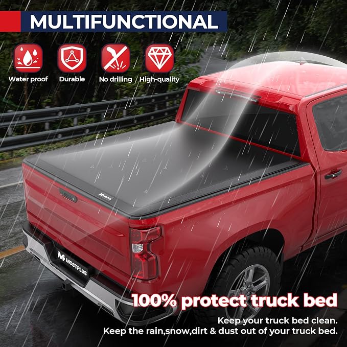 MOSTPLUS Roll-Up Soft Vinyl Truck Bed Tonneau Cover Compatible with 2004-2006 Chevrolet Chevy Silverado/GMC Sierra 1500 2500 3500 Fleetside 5.8 FT Bed 69 inch Fleetside