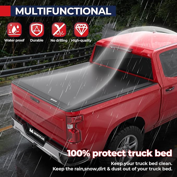 MOSTPLUS Roll-Up Soft Vinyl Truck Bed Tonneau Cover Compatible with 2015-2024 2025 Chevrolet Colorado/Compatible with 2015-2025 GMC Canyon 6' FT Bed 72 inch Fleetside
