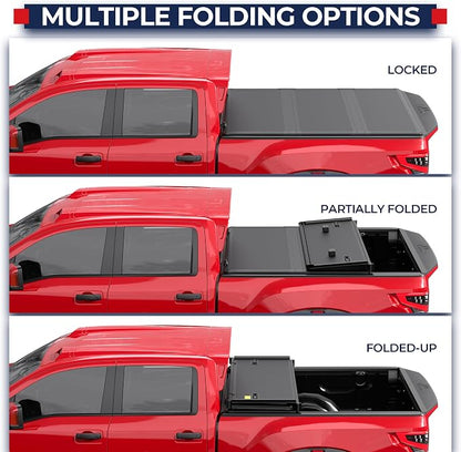 MOSTPLUS 6FT FRP Tri Fold Hard Truck Bed Tonneau Cover Compatible for 2005-2026 Nissan Frontier 3 Folding Fleetside Fiberglass 3 Folding Bed Cover 72Inch