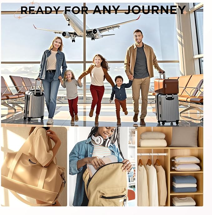 OlarHike 2 Set Compression Packing Cubes for Travel Essentials,Compressible Expandable Space Saver Bags for Organizing Clothes,Luggage Suitcase Garment Bags with Over 1000 pcs Mesh Holes(Beige)
