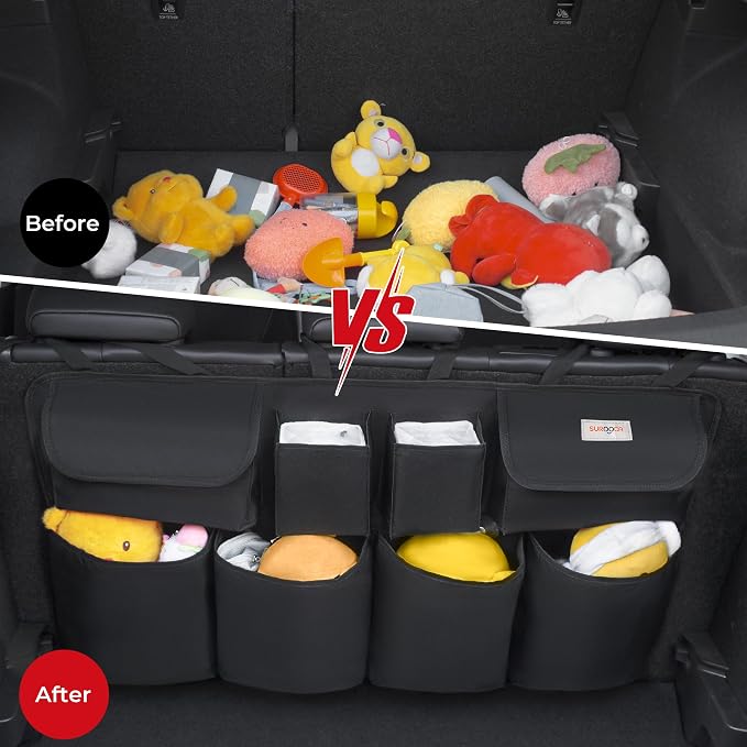 SURDOCA Car Trunk Organizer, LARGE CAPACITY Car Storage Bag with 8 Pockets, 7X Upgraded Trunk Storage Organizer for Car, SUV, Truck, MPV