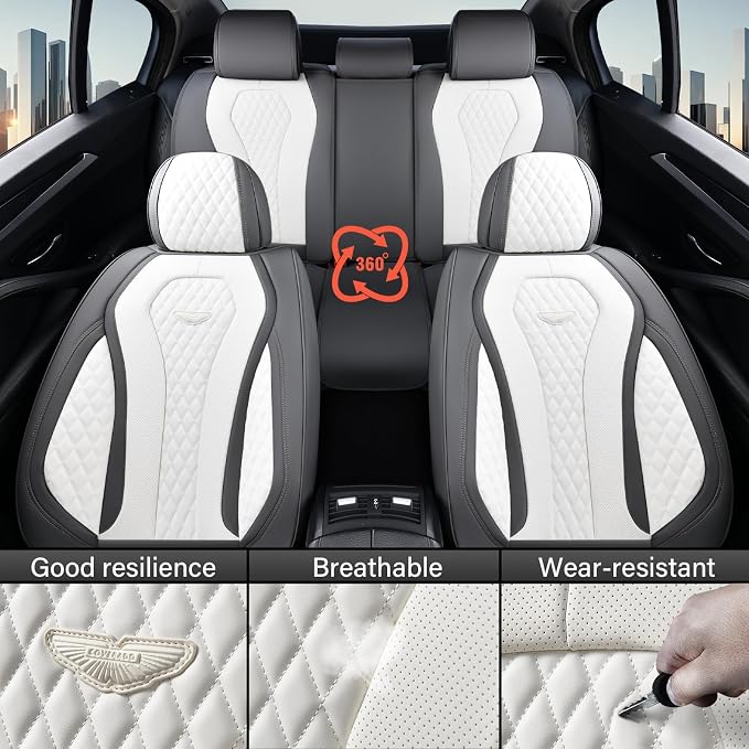 Coverado Seat Covers, Car Seat Covers Front Seats, Car Seat Cover, Waterproof Car Seat Covers, Car Seat Cushion, Front Car Seat Covers Leatherette Car Seat Protector Universal Fit Most Cars White