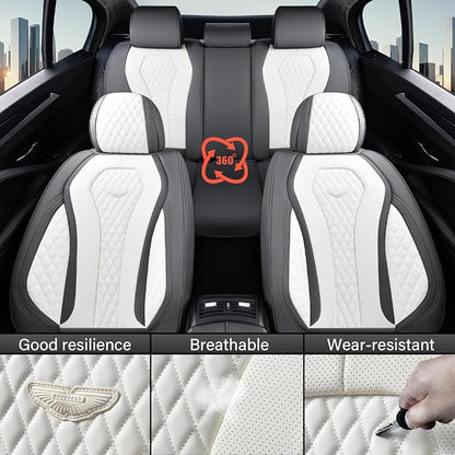 Coverado Seat Covers, Car Seat Covers Front Seats, Car Seat Cover, Waterproof Car Seat Covers, Car Seat Cushion, Front Car Seat Covers Leatherette Car Seat Protector Universal Fit Most Cars White