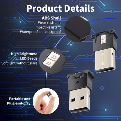 Mini USB LED Car Light, DC 5V Intelligent Interior Car Lights, Car Accessories Atmosphere Lamp for Car, Plug-in Interface, Suitable for Car, Laptop Keyboard, Home Office, Adjustable Brightness