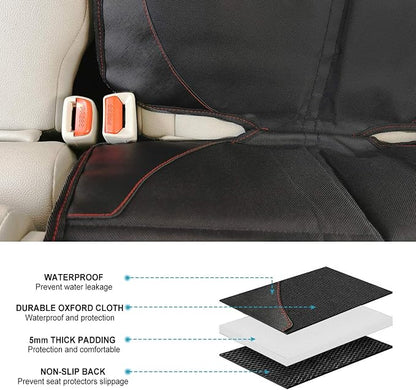 MORROLS Car Seat Protector, 2 Pack Carseat Protector with Thick Padding, Baby/Pets for Child Car Seat-Mesh Pockets-Waterproof-Universal Size(Black)
