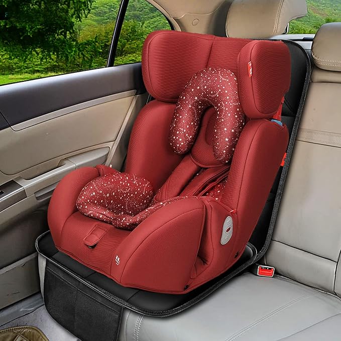 XHYANG Car Seat Protector 1 Pack Car Seat Cushion Mat Thickest Padding,Waterproof 600D Fabric Car Seat Covers for Non-Slip Backing Mesh Pockets for Baby and Pet (Gray, 2 Pcs)