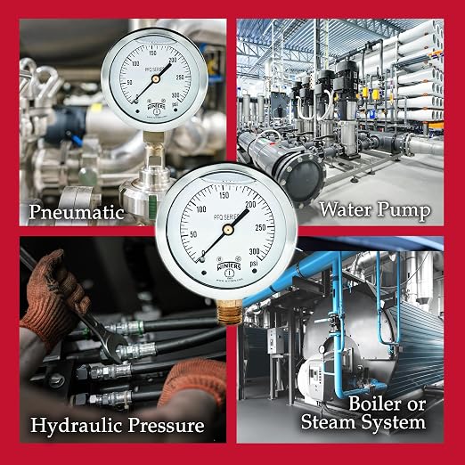 Winters 2-1/2" Dial Size, Liquid Filled Industrial Pressure Gauge, Brass Internals, 304 Stainless Steel Case, Single Scale 0-300 psi, 1.5% Acc, 1/4" NPT Bottom Mount, Glycerin Filled Pressure Gauge