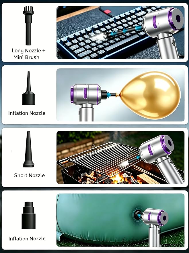 Handheld Car Vacuum Cordless, 22000Pa High Power Car Vacuum Cleaner and Air Duster, 2026 Upgrade 4-in-1 Car Vacuum Portable Cordless with 10 Multi-Nozzles for Small Jobs, Car, Home, Desk, Keyboard