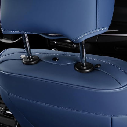 FLORICH Seat Covers for Cars, Seat Covers Full Set 5 Seats, Waterproof Leather Car Seat Covers, Front and Rear Seat Covers, Universal Seat Protector Accessories for Most Vehicles-Blue&White