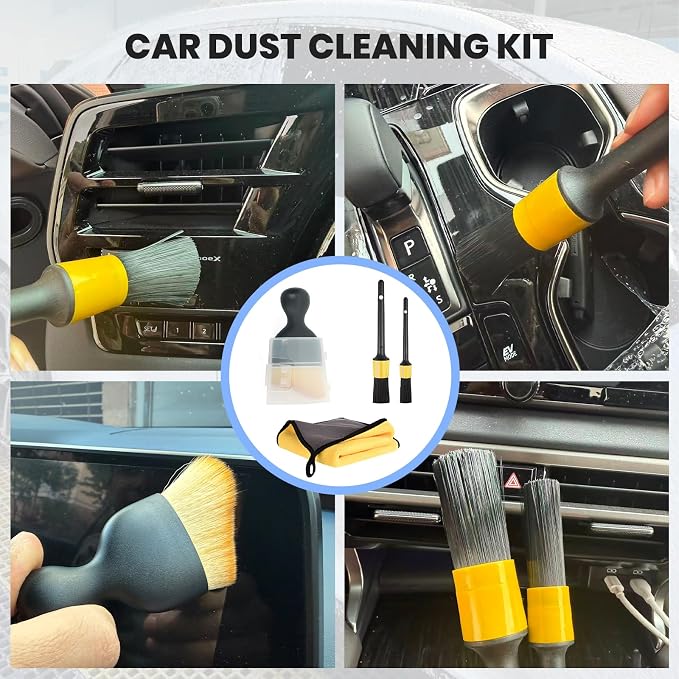 Car Detailing Kit Exterior, Car Wash Brush Kit with Long Handle 10pcs Set, Car Windshield Cleaner, Professional Car Care kits, Car Detailing Brush Set, Car Cleaning Drill Brush Kit with Extension Pole