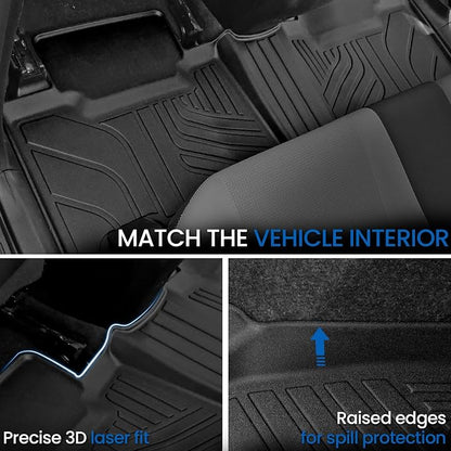Floor Mats Set for 2013-2018 Toyota RAV4 Gas, All Weather TPE Floor Liners Trunk Mat Cargo Liner with Backrest Mat Door Sill Guards Accessories