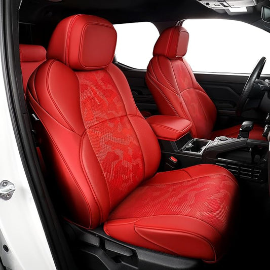 Fit for Tacoma 2024-2026 Car Seat Covers,Custom Car Seat Covers Full Set-5 Seat Car Seat Protector,Waterproof Comfortable Luxury Leather Seat Covers-Full Coverage Automotive Seat Covers Design(Red)