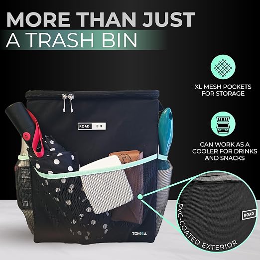 RoadBin™ Car Trash Can – Slim 4" 2.5 Gallon Space-Saving Design, Stays Upright, Leakproof & Odor-Proof Car Garbage Can for Clean, Clutter-Free Cars, Trucks & SUVs
