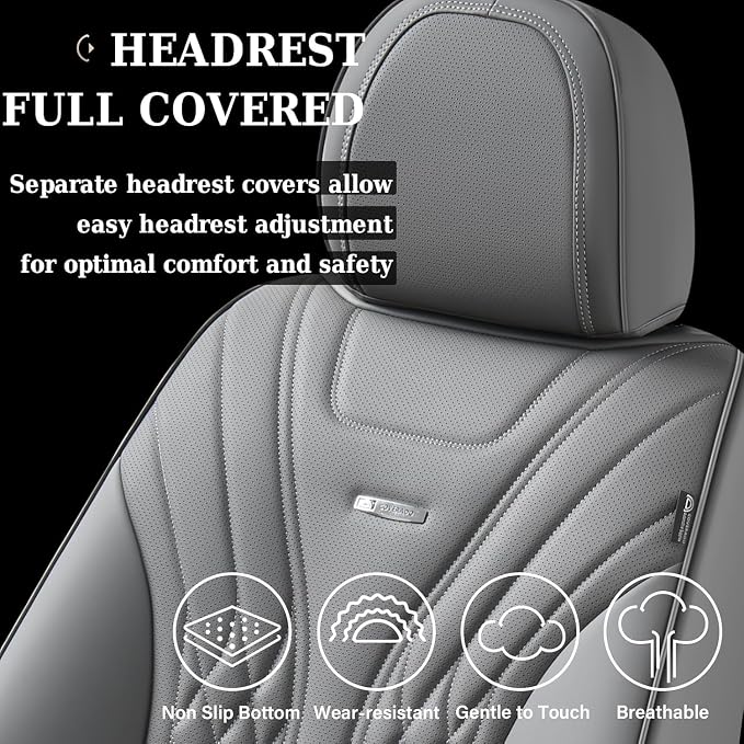 Coverado Car Seat Covers, Car Seat Covers Front Seats, 2-Pack Front Seat Cover, Nappa Leather Waterproof Seat Covers, Car Seat Protectors, Automotive Seat Covers Universal Fit for Most Vehicles