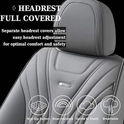 Coverado Car Seat Covers, Car Seat Covers Front Seats, 2-Pack Front Seat Cover, Nappa Leather Waterproof Seat Covers, Car Seat Protectors, Automotive Seat Covers Universal Fit for Most Vehicles