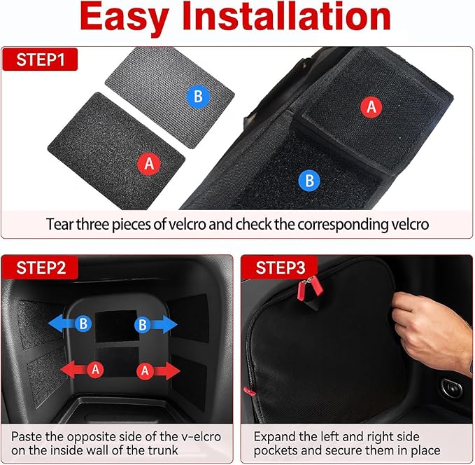 Trunk cubby storage bag Cargo side pocket compatible with Toyota RAV4 2019-2025 backpack organizer car trunk accessories (Black)