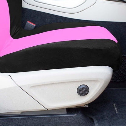 Universal Fit Chevron Flat Cloth Car Seat Covers Full Set - Pink