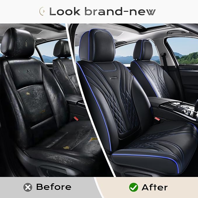 Coverado Car Seat Covers, Car Seat Covers Front Seats, 2-Pack Front Seat Cover, Nappa Leather Waterproof Seat Covers, Car Seat Protectors, Automotive Seat Covers Universal Fit for Most Vehicles