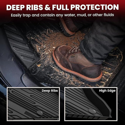 LASFIT Floor Mats for Ford Explorer 2020-2021 6 Passenger TPE Custom Fit All Weather Protector Anti-Slip Floor Liners, 2021 2020 Explorer 6 Seats Accessories, 1st 2nd & 3rd Row, 4pcs Black
