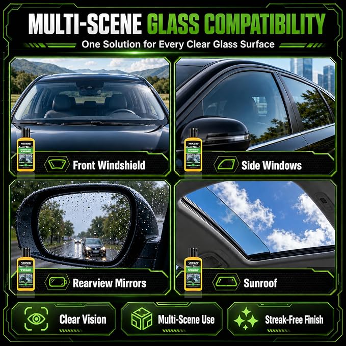 Automotive Glass Oil Film Remover – 120ml Car Windshield Oil Film Cleaner, Streak-Free Glass Polish for Cars Trucks SUVs, Removes Oil, Grease, Water Spots, Improves Visibility