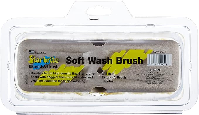 STAR BRITE 8" Durable Cleaning Brush - Soft, High-Density Star Prene Fibers for Finished Surfaces & Light Cleaning - Fits 3/4" Threaded or Extend-A-Brush Handles - Soft Bristle, Yellow (040013)