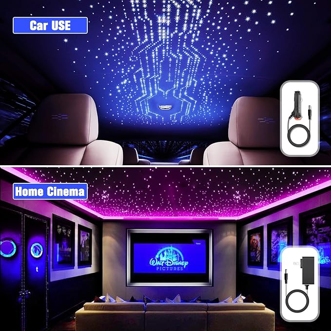16W Starlight Headliner Kit, Star Lights for Car Roof&Home Decoration, Fiber Cable 150pcs*0.03in*6.5ft RGBW Star Light Headliner with Bluetooth APP/Remote Control/Music Mode