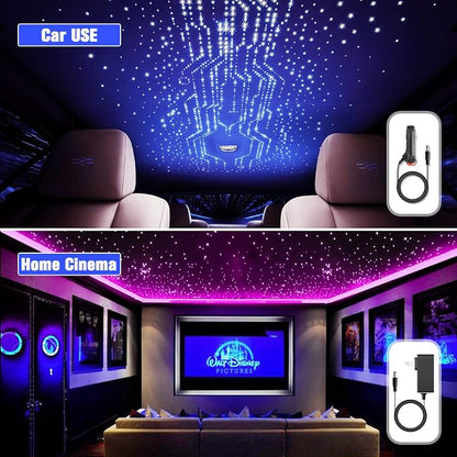 16W Starlight Headliner Kit, Star Lights for Car Roof&Home Decoration, Fiber Cable 500pcs of(0.03+0.04+0.06in)*13.1ft RGBW Star Light Headliner with Bluetooth APP/Remote/Music Mode
