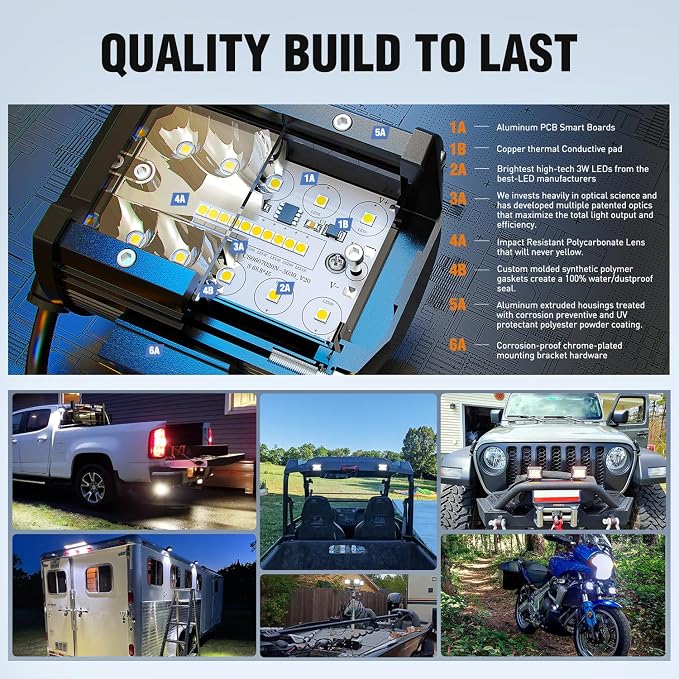Nilight 33Inch LED Light Bar 2Pcs 4Inch 60W Spot Flood Lights Pods Off Road DrivingWork Lighting with 14AWG Wiring Harness Kit-3 Leads for Truck Tractor Pickup Boat SUV ATV UTV Car Van Camper