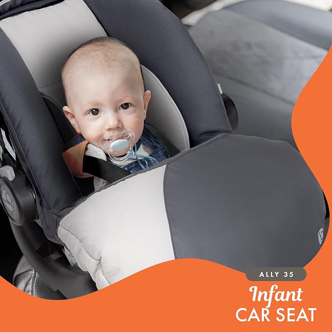 Baby Trend 2-Pack Infant Car Seat & Base with 5-Point Safety Harness, 4-Position Height Adjustment & Push-Button Release, Ally 35, Magnolia - Convertible Travel System & Support for Babies & Toddlers