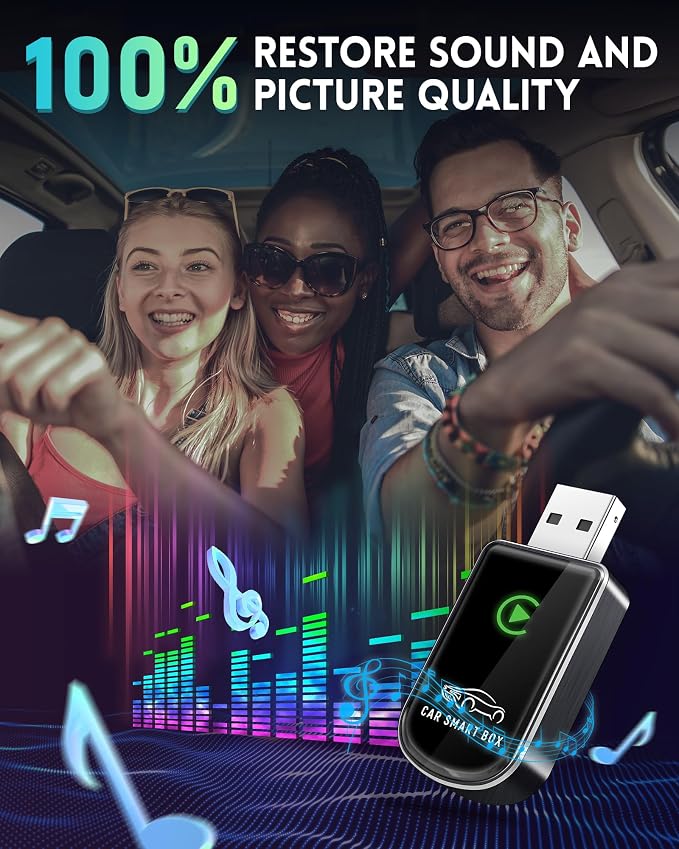 Amzfeel Wireless Carplay Adapter for Apple iPhone, Mini Bluetooth Dongle Convert Factory Wired to Wireless Car Play Plug & Play Auto Connect, Low Latency, GPS Units for Cars 2015+ (Brushed Gery)