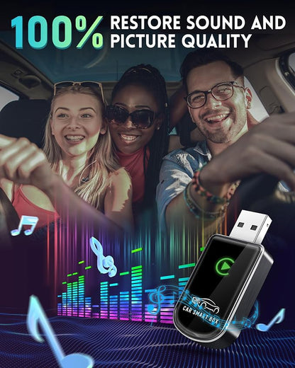 Amzfeel Wireless Carplay Adapter for Apple iPhone, Mini Bluetooth Dongle Convert Factory Wired to Wireless Car Play Plug & Play Auto Connect, Low Latency, GPS Units for Cars 2015+ (Brushed Gery)