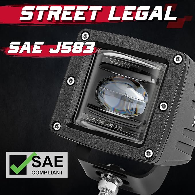 OFFROADTOWN Fog Lights 3'' SAE Yellow LED Pods DOT Approved Driving Lights Cut-Off Beam Amber Square LED Cubes Work Light for Truck Pickup SUV Car Motorcycle