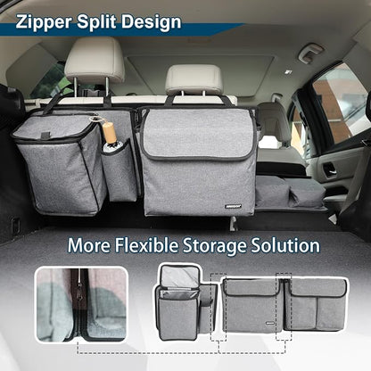 Deluxe Trunk and Backseat Organizer for Medium or Large Size SUVs & RVs, Detachable Storage Modules with Built-in Cooler, Patent Pending