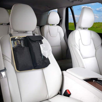 FH Group Car Back Seat Organizer, Beige, Minimalist, Car Organizer, CADDY, Brown