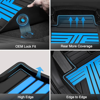 Floor Mats Fit for Honda Accord Sedan 2026 2025 2024 2023 (Gasoline & Hybrid), All Weather Protection Custom Fit Anti-Slip Floor Liners,1st & 2nd Row, Black & Blue
