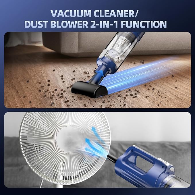 MONOZEL Car Vacuum Cleaner High Power, 18000Pa 2 in 1 Vacuum Cleaner&Air Duster, 130W Brushless Motor Handheld Vacuum Cordless with 7800mAh Battery, LED Light, Multi-Nozzles for Car, Home, Office, Pet