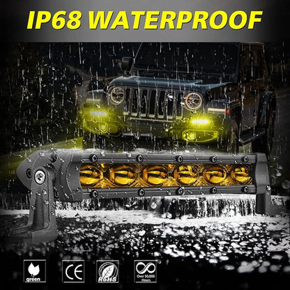 7 Inch Amber LED Light Bars 36W Spot Slim Single Row LED Light Pods Offroad Driving Lights Amber Fog Lights Chase Light 2Pcs for Trucks Pickup SUV UTV ATV Dirt Bike Snowmobile