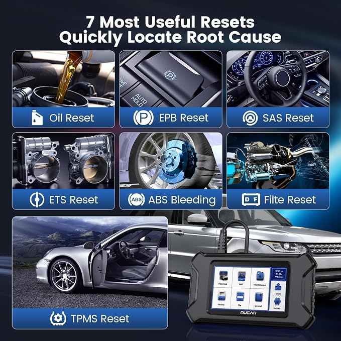 MUCAR CS6 OBD2 Scanner Diagnostic Tool, Engine Transmission BCM Car Scanner, ABS Code Reader, SRS TPMS Scan Tool, 7 Reset Service, Oil/EPB/SAS/TPMS/DPF/Throttle/ABS Bleed, Auto VIN, Free Update