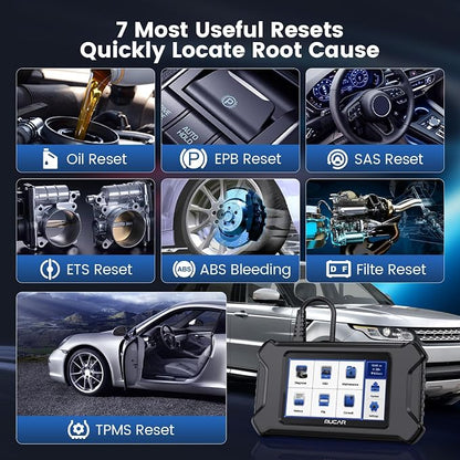 MUCAR CS6 OBD2 Scanner Diagnostic Tool, Engine Transmission BCM Car Scanner, ABS Code Reader, SRS TPMS Scan Tool, 7 Reset Service, Oil/EPB/SAS/TPMS/DPF/Throttle/ABS Bleed, Auto VIN, Free Update