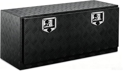 42“L x 17" W x 18" H Aluminum Underbody Truck Toolbox with Lock | Waterproof Square Truck Storage Organizer Chest for Pick Up Truck Bed, RV Trailer,Black,Tool Box with Lock