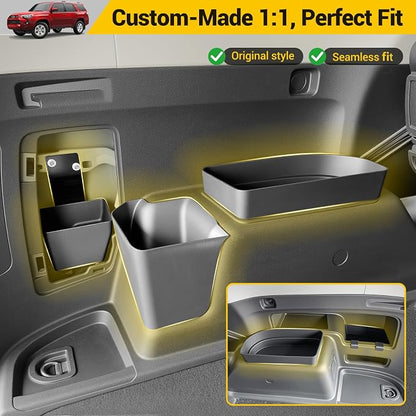 Rear Trunk Organizer for 2010-2024 Toyota 4Runner 5-Seat 2nd Row Without Speaker Accessories, Storage Bin Trunk Storage Box Cargo Tray for 10-24 4 Runner(5Pcs Trunk Organizer,Not for 7-Seat)