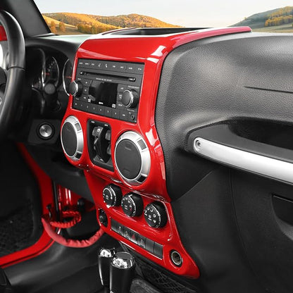 RT-TCZ for Jeep JK Red Dash Accents Radio A/C Controls Cover Trim for Jeep Wrangler JK JKU 2011-2017 ABS Interior Accessories 2pcs