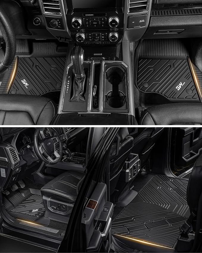3W Floor Mats for Nissan Frontier 2022-2026 Crew Cab(Not for 2nd with Under Seat Speaker), All Weather TPE Custom Fit Car Liner for Frontier Crew Cab Pickup, Frontier Accessories, Black