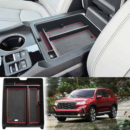 EDBETOS Center Console Organizer Compatible with 2023-2026 Honda Pilot, 2024 2025 2026 Honda Ridgeline/Passport Insert Tray Secondary Storage Armrest Box ABS Plastic Material, Red