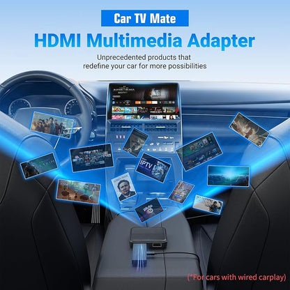 Car TV Mate PRO 2025-Stick Converter,HDMI & Wireless CarPlay Android Auto Adapter, No Latency,HDMI to USB Port Converter Work for Cars 2016+ with Wired carplay,Plug & Play