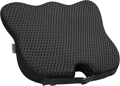 Wedge Car Seat Cushion for Better Visibility & Sciatica Pain Relief - High Density Memory Foam, Non-Slip Ergonomic Car Seat Cushion for Driving, Universal Fit for Car, SUV,Truck & Tractor (All Black)