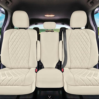 FH Group Custom Fit Car Seat Covers Specifically Made for Toyota Sienna 2011-2020, Car Seat Cover 2nd Row Set, 8 Seater Automotive Seat Covers in Solid Beige Neoprene, Waterproof and Washable