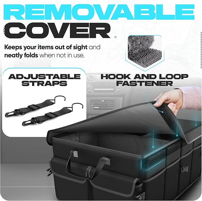 FORTEM Trunk Organizer For SUV Car Trunk Organizer, Foldable Storage, Car Accessories for Women Men, Collapsible Bag, 600D Oxford, Non Slip Bottom, Straps, Soft Cover (50L)