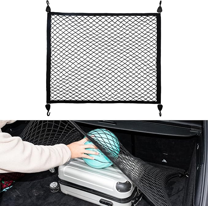 Cargo Net for SUV Car Trunk Net Organizer with ABS Hook Elastic Storage Mesh Nets 31.5 x23.6 inches Stretch to 70.8 x 47.2 inches for Pickup Trucks Tailgate Netting Accessories