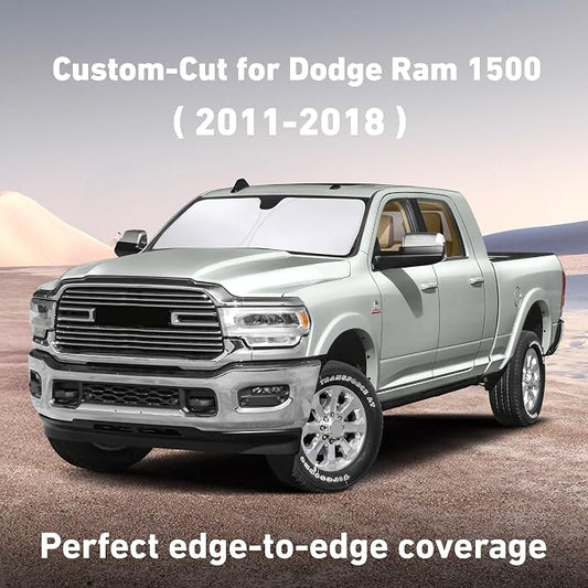 EcoNour Windshield Sunshade Compatible for Dodge Ram 1500 2011-2016 2017 2018, Sun Visor for Front Windshield & Window Sun Shade Cover, UV Heat Blocker & Protector, Car Accessories